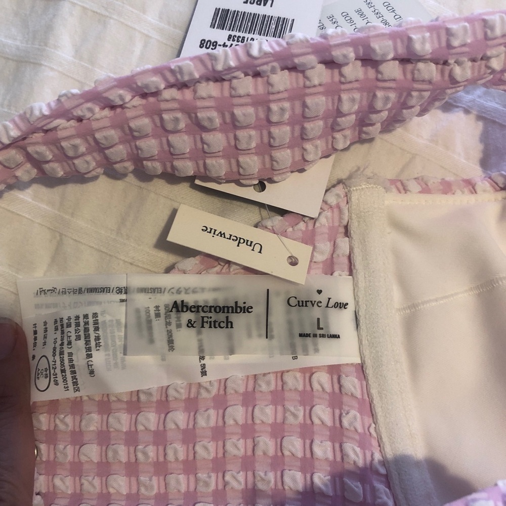 NWT Abercrombie & Fitch Pink Gingham Curve Love Bikini size Large - Picture 8 of 16